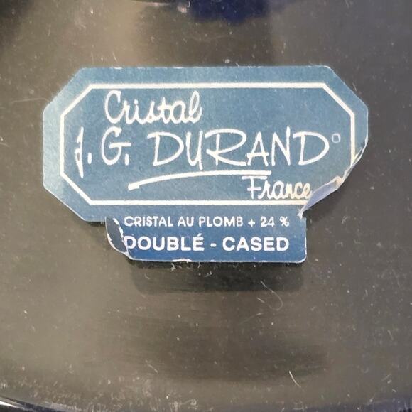 J.G. Durand Set of‎ 2 Leaded Crystal Double Cased Vases 12"/10" Cobalt Blue - Picture 4 of 9